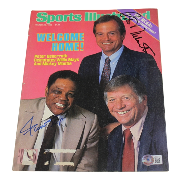 Willie Mays & Euberroth Signed 1985 Sports Illustrated Cover Only - March BAS #AC89164