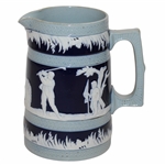 Vintage Copeland A.H. Stearns & Co. Golf Themed Blue Pitcher