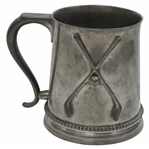 1902 Golf Clubs w/Golf Ball Manning & Bowman & Co. Monogrammed Pewter Mug w/Glass Bottom