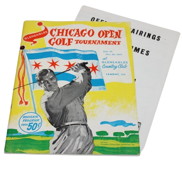 1959 Chicago Open at Gleneagles CC Program w/Starting Times - Ken Venturi Winner