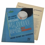 1940 Chicago Open at Tam OShanter CC Official Program w/Pairing Sheet - Dick Metz Winner