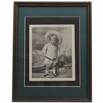 c.1905 Mammas Caddie Young Golfer Caddie with Bag & Clubs Print - Framed