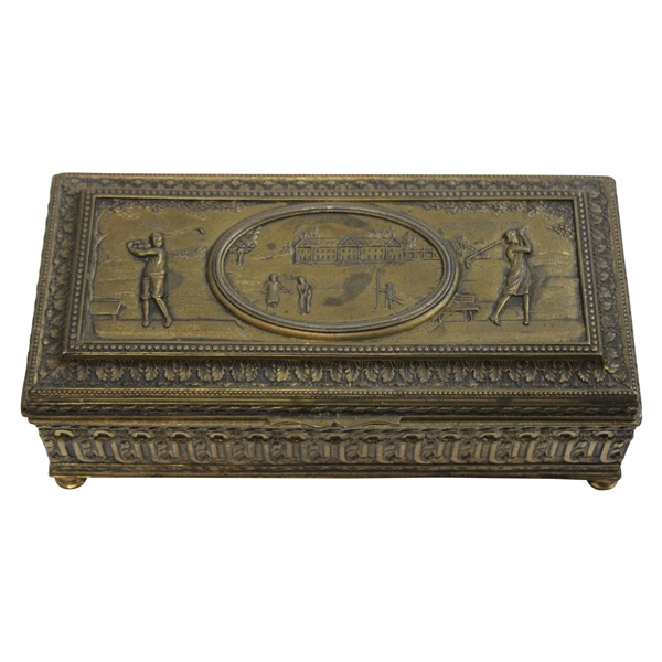 Male & Female Golfers with Clubhouse Golf Scene JB Valuables/Jewelry Box