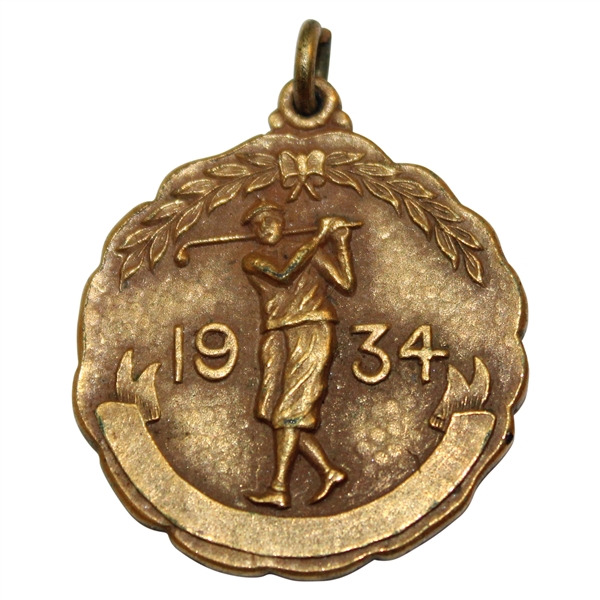 1934 Post-Swing Golfer Embossed Medallion