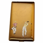 Vintage Enameled Golfer with Caddy Elgin Cigarette case