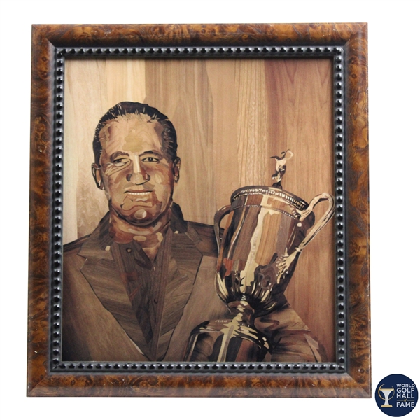 Marquetry Portrait of Tommy Bolt Framed Print by Tony Jacklin - WGHoF Collection