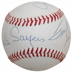 Sayers, McMahon, Gifford & Plunkett Signed Rawlings Official Baseball JSA ALOA