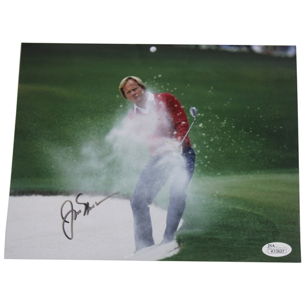 Jack Nicklaus Signed Bunker Blast Photo JSA #K13627