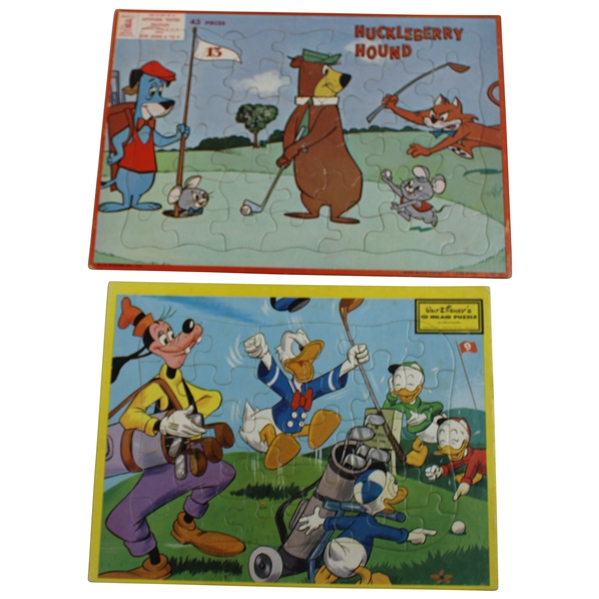 c.1959 Vintage Huckleberry Hound & Goofy/Donald Duck Inlaid Puzzles - Complete