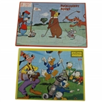 c.1959 Vintage Huckleberry Hound & Goofy/Donald Duck Inlaid Puzzles - Complete