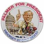 Arnold Palmer Signed Large Palmer for President Endorsed by Golf Digest Pin Back JSA ALOA