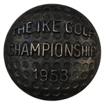 1953 The Ike Championship Dimple Golf Ball Pattern Sterling Pin - Sponsored by The News