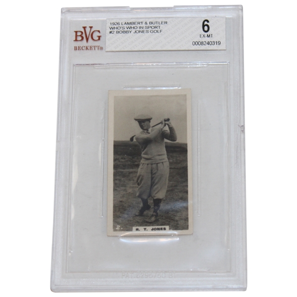 1926 Bobby Jones Lambert & Butler Whos Who In Sport #2 Golf Rookie Card BVG Ex-Mt 6