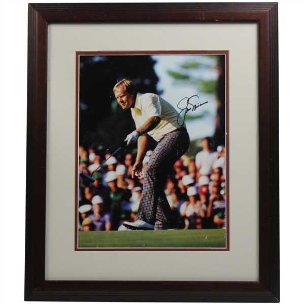 Jack Nicklaus Signed 1986 Masters Oversize Pointing Putter at Hole Photo - Framed JSA ALOA