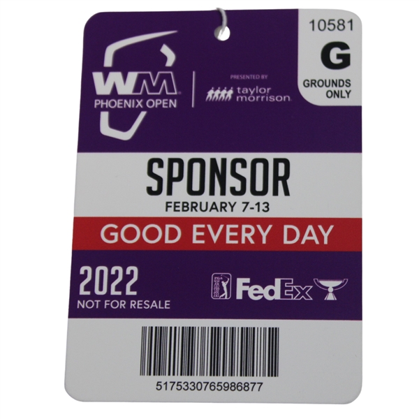 2022 Waste Management Open Sponsor Weekly Grounds Ticket Badge #10581 - Scottie Scheffler 1st PGA Win