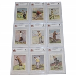 Nine (9) 1930 Wills Cigarettes Famous Golfers Golf Cards BVG