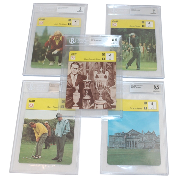 Five (5) 1977-79 Sportscaster Oversize Golf Cards BVG