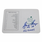 Gary Player Signed Augusta National Scorecard w/Years Won & 52 Times JSA ALOA