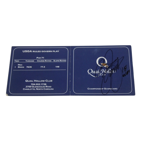 Rickie Fowler Signed Quail Hollow Scorecard with 1st Win JSA ALOA