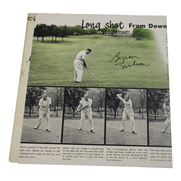 Byron Nelson Signed Long Shot From Downhill Slope Article Pamphlet JSA ALOA