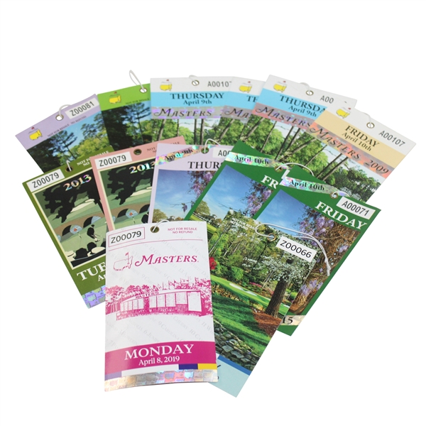 Thirteen (13) Various Masters Daily Tickets - 2008, 2009, 2013, 2015, 2019 & 2020