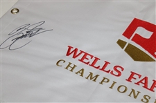 Rickie Fowler Signed Wells Fargo Championship Embroidered Flag JSA ALOA
