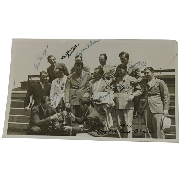 Horton, Guldahl, Snead, Nelson, Picard & 1937 Ryder Cup Team USA Signed Photo JSA #ZZ02231