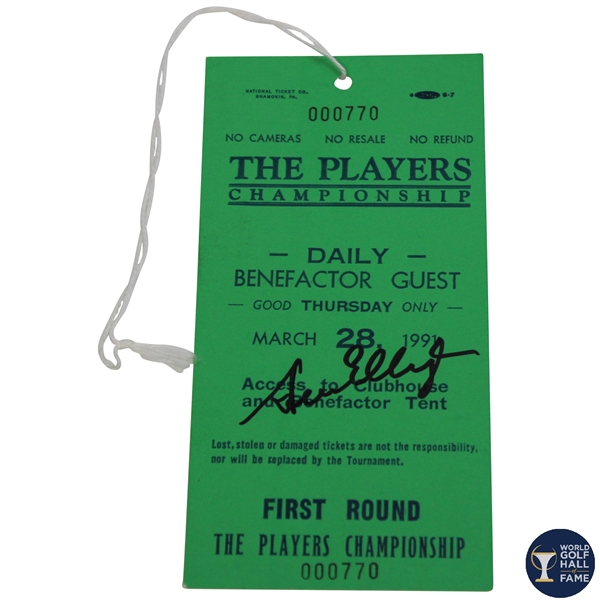 Steve Elkington Signed 1991 The Players Championship First Rd Ticket #770 JSA ALOA