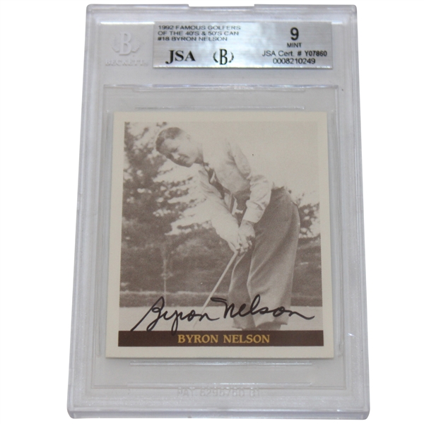 Byron Nelson Signed 1992 Famous Golfers Of The 40s & 50s Golf Card #18 JSA #Y07860