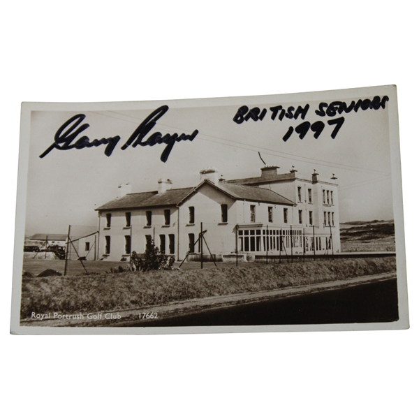 Gary Player Signed Royal Portrush Golf Club Post Card w/British Seniors 1997 JSA ALOA