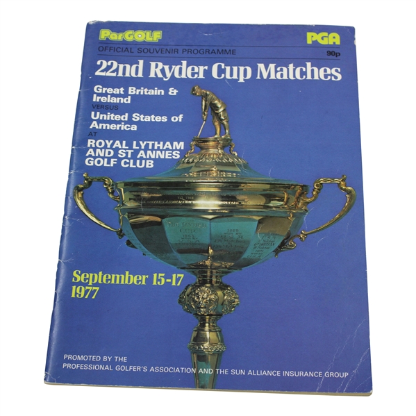 1977 Ryder Cup at Royal Lytham & St. Annes GC official Program - USA 12 1/2-7 1/2