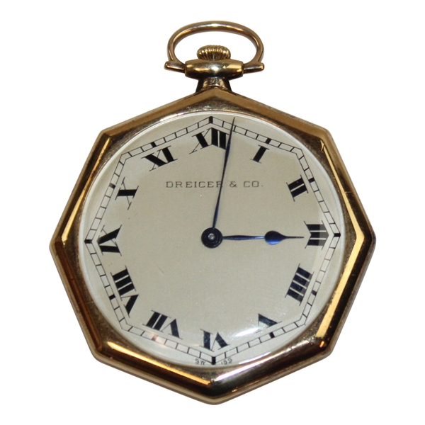 c.1930s Gene Sarazens Personal Dreicer & Co GS Engraved Deco Pocket Watch 