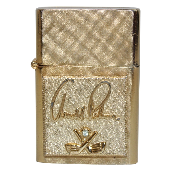 1960s Arnold Palmer 14K Gold Plated Florentine Jeweled Lighter