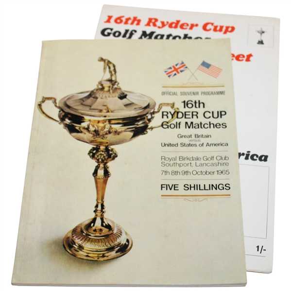 1965 Ryder Cup at Royal Birkdale Golf Club Official Program w/Daily Draw Sheet