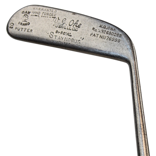 W.G. Oke Fullwell GC Special Stay Norus Rustless Oak Brand Warranted Hand Forged Putter