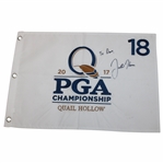 Justin Thomas Signed 2017 PGA Championship at Quail Hallow Embroidered Flag  JSA ALOA