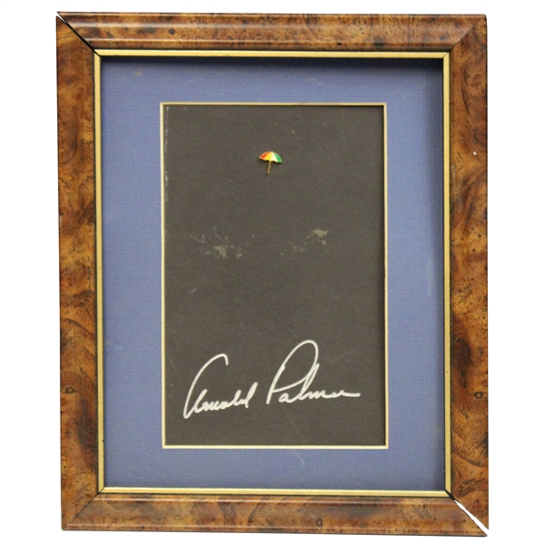 Arnold Palmer Signed Picture Frame Display with Umbrella Pin JSA ALOA