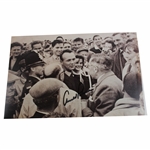 Arnold Palmer Signed Greeting In Crowd of Fans 8x12 B&W Photo JSA ALOA