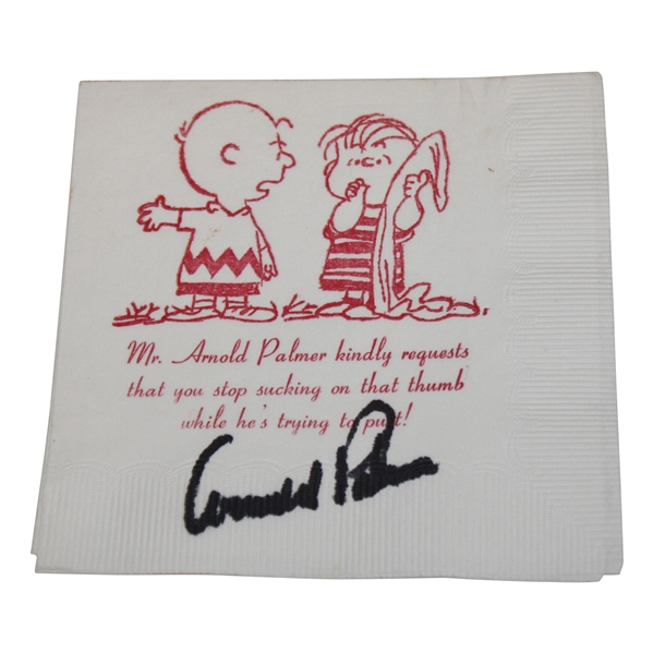 Arnold Palmer Signed Peanuts Napkin JSA ALOA