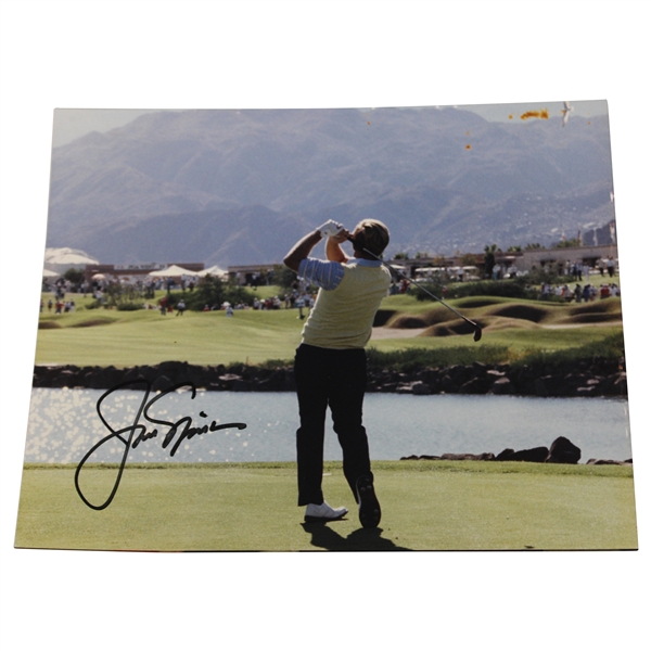 Jack Nicklaus Signed Tee Shot Over Water 8x10 Photo JSA ALOA