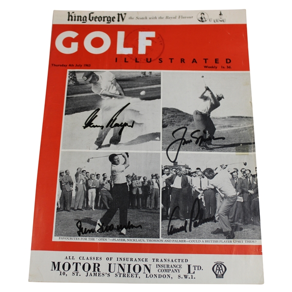 Big 3 Palmer, Nicklaus, Player & Thomson Signed 1963 Golf Illustrated - July Cover Only JSA ALOA