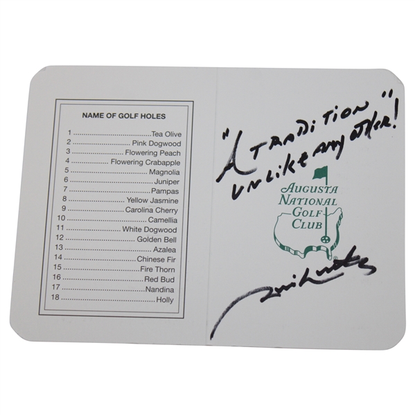 Jim Nantz Signed Augusta National GC Scorecard w/"A Tradition..."JSA ALOA