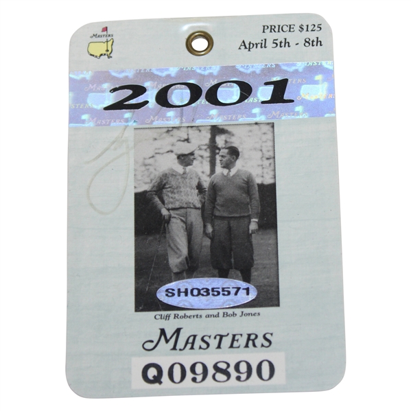 Tiger Woods Signed 2001 Masters Tournament Series Badge #Q09890 Upper Deck #SH035571