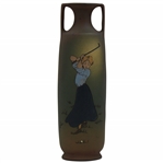 Early 1900s Weller Dickensware Dual-Handled Female Golfer Vase