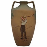 Early 1900s Weller Dickensware Dual-Handled Male Golfer Vase