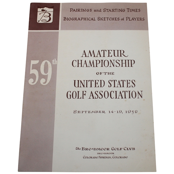 1959 US Amateur Tournament Pairing Sheet - Jack Nicklaus Winner