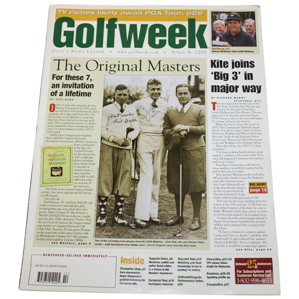 Errie Ball & Charlie Yates Signed 2000 Golf Week Original Masters JSA ALOA