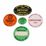 Five (5) Different Contestant Badges from the 1960s PGA Tour 