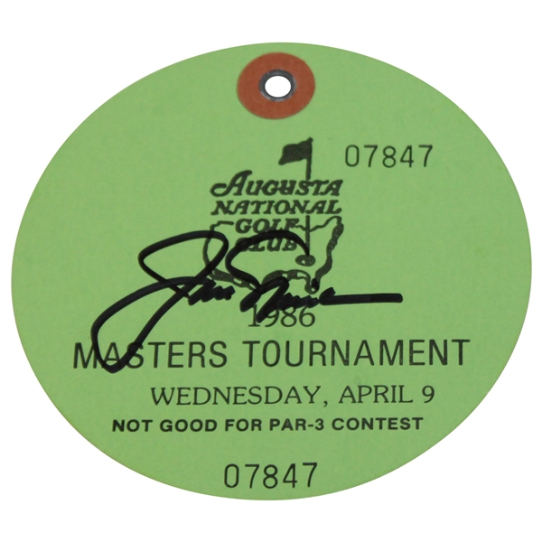 Jack Nicklaus Signed 1986 Masters Tournament Wednesday Ticket #07847 JSA ALOA