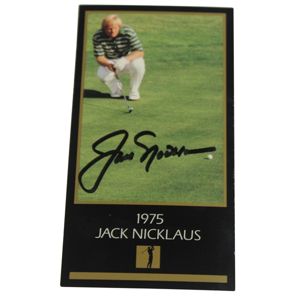 Jack Nicklaus Signed 1975 Masters of Golf Grand Slam Ventures Golf Card JSA ALOA